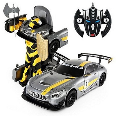 JuzToys Remote Control Car, 1:14 RC Car Mercedes-Benz GT3 2.4ghz RC Car Transformer Dancing Robot Car (Gray)