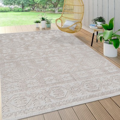 Citta High-Low Pile Mediterranean Tile Indoor/Outdoor Area Rug  - JONATHAN Y