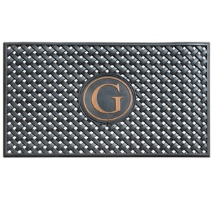 A1HC Natural Rubber Large Monogrammed Door Mat 24" x 39" Scrapes Shoes Clean of Dirt & Grime Doormat - 1 of 4
