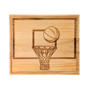 Slickblue Basketball Backboard Shaped Bamboo Cutting Board, 13"x15", Perfect for Game Day Snacks - 1 of 4