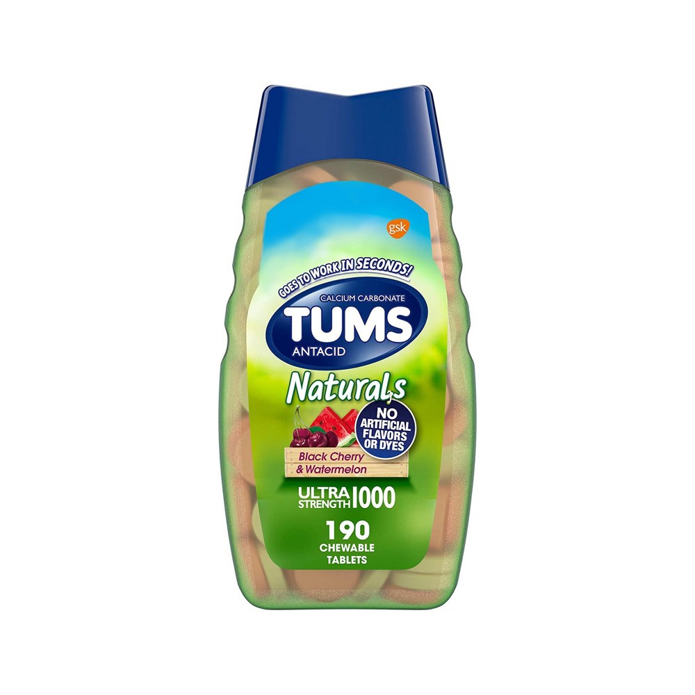 Tums Naturals Ultra Strength Antacid Chewable Tablets - Black Cherry & Watermelon - 190ct