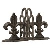 Storied Home Decorative Metal Fleur de Lis Bookends, Brown, Set of 2 - 4 of 4