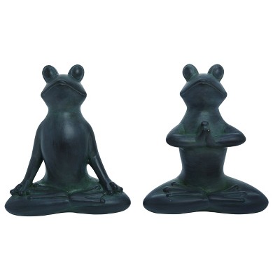 Transpac  Terracotta Yoga Frog Statue Set of 2 Home and Garden Decorations, 9.25 inch H. Spring Home Decorations