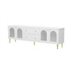 HDZNVF Modern TV Stand, TV Cabinet With Five Metal Legs And Metal Handles, Up To 80 Inch, White - 4 of 4