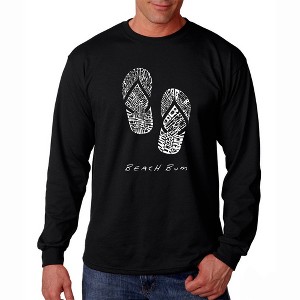 LA Pop Art Men's Word Art Long Sleeve T-shirt - BEACH BUM - 1 of 4