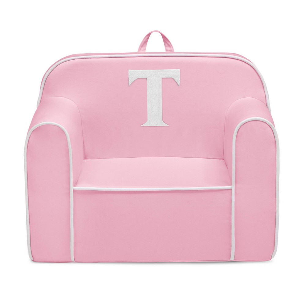 Delta Children Personalized Monogram Cozee Foam Kids' Chair - Customize with Letter T - 18 Months and Up - Pink & White -  88964283