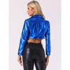 INSPIRE CHIC Women's Long Sleeve Lapel Crop Shiny Party Metallic Jacket - 3 of 4