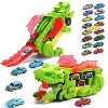 Skirfy 20 in 1 Dinosaur Transport Truck with 20 Cars, City Dinosaur Ultimate Hauler Track Toy, green - 2 of 4