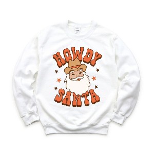 Simply Sage Market Women's Graphic Sweatshirt Retro Howdy Santa - 1 of 2