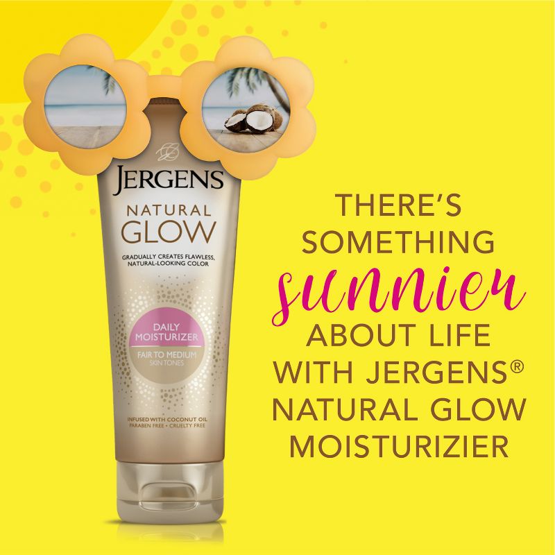 Jergens Natural Glow Daily Moisturizer Fair To Medium, Self Tanner Body Lotion, Sunless Tanning - 7.5 fl oz, 6 of 10