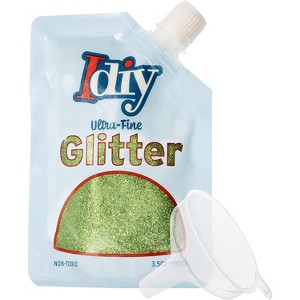 iDIY Ultra Fine Chartreuse Green Glitter (100g, 3.5 oz Pouch) w Easy-Pour Bag & Funnel, Non-Toxic, DIY Arts & Crafts, Festivals, Decorations - 1 of 4
