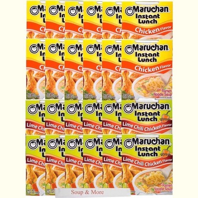 Maruchan Ramen Instant Cup Noodles 24 Count - 12 Chicken Flavor & 12 Lime Chili Chicken Flavor , 2 Flavors