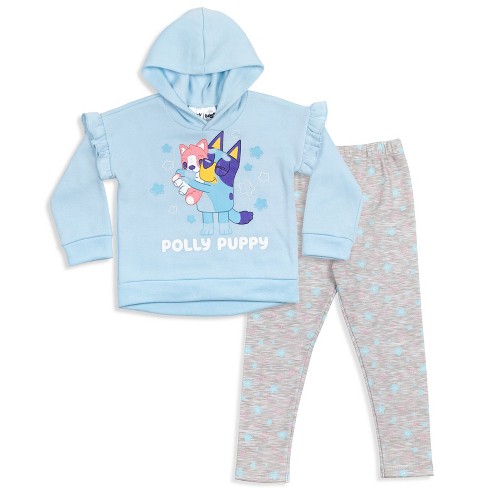 Bluey Polly Puppy Little Girls Fleece Hoodie And Leggings Outfit Set Light  Blue / Grey 6 : Target