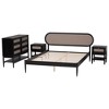 Baxton Studio Shirin Mid-Century Beige Fabric and Black Wood Queen 4-Piece Bedroom Set with Two nightstands - 3 of 4