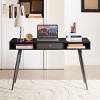 GlasFlength Desks Modern Writing Study Desk with Two Open Drawers Multifunctional Home Office Computer Desk, Black, 47.24"*19.68"*29.37" - 2 of 4