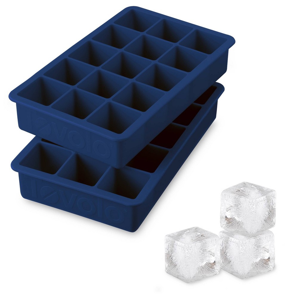 Photos - Barware Tovolo Set of 2 Perfect Ice Cube Trays Deep Indigo: Silicone, 15 Cavities, Dishwasher-Safe, 1.5 oz Capacity per Cavity