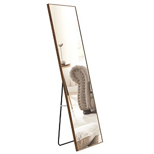 Full Length Mirror Wall/Floor Mounted Full Body Mirror, Solid Wood Frame Bathroom Makeup Mirror, Decorative Mirror,Wall-Mounted Mirror Dressing Mirror - 1 of 4