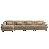 Aukfa Camel Velvet Large  Sofa with Bolster Armrests, Waist & Throw Pillows – Modern Couch for Living Room, Bedroom or Office - 3 of 4