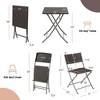 Costway 3PCS Patio Folding Rattan Bistro Set Chairs Backrest Table Garden Deck - 4 of 4