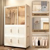 Portable Wardrobe Closet Storage Organizer for Clothes, Wardrobe Storage Cabinet with Magnetic Transparent Door & Hanging Rod for Living Room Bedroom - 3 of 4