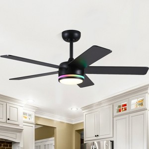 46 Inches Downrod ceiling Fan with Light,Reversible Wind,Timer Setting - 1 of 4