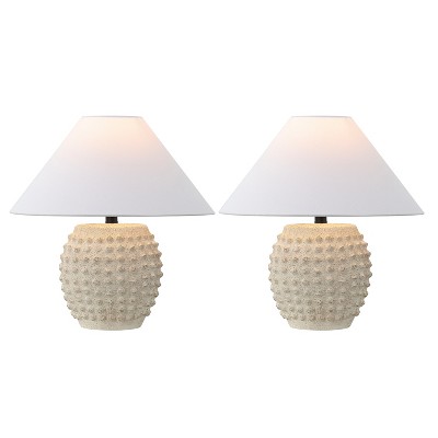 JONATHAN Y Effie Minimalist Scandinavian Ceramic/Iron Hobnail LED Table Lamp