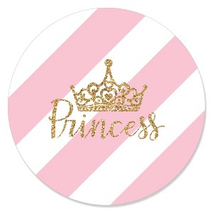 Big Dot of Happiness Little Princess Crown - Pink and Gold Princess Baby Shower or Birthday Party Circle Sticker Labels - 24 Count - 1 of 4