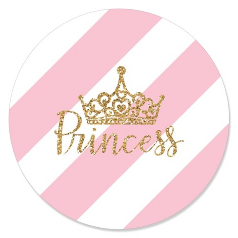 Big Dot Of Happiness Little Princess Crown - Pink And Gold Princess Baby  Shower Or Birthday Party Circle Sticker Labels - 24 Count : Target