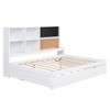 Full/Twin Size Wooden Daybed, Platform Bed Frame with Storage Shelves, USB Ports and Twin Size Trundle, White -ModernLuxe - image 4 of 4