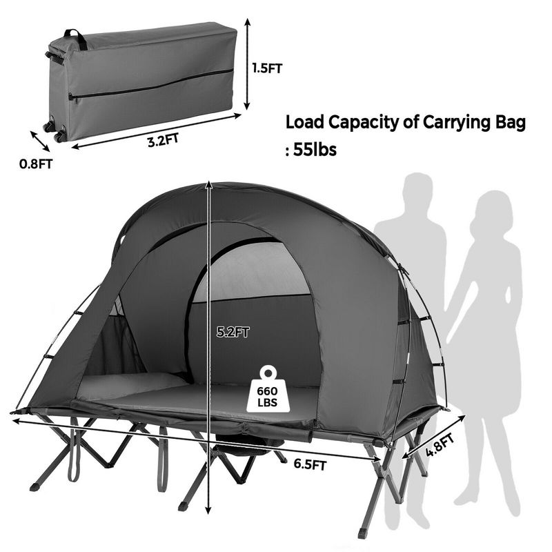 Costway 2-Person Outdoor Camping Tent Cot Elevated Compact Tent Set W/ External Cover, 2 of 10