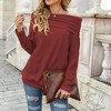 Anna-Kaci Women's Off Shoulder Ribbed Knit Long Sleeve Pullover Top - 4 of 4