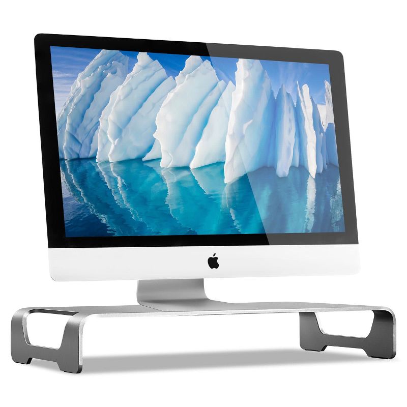 Mount-It! Aluminum Monitor Stand For iMac - Metal Monitor Stand Desktop Organizer w/ Keyboard Storage - Universal Monitor Riser For PC & Laptop, 2 of 9