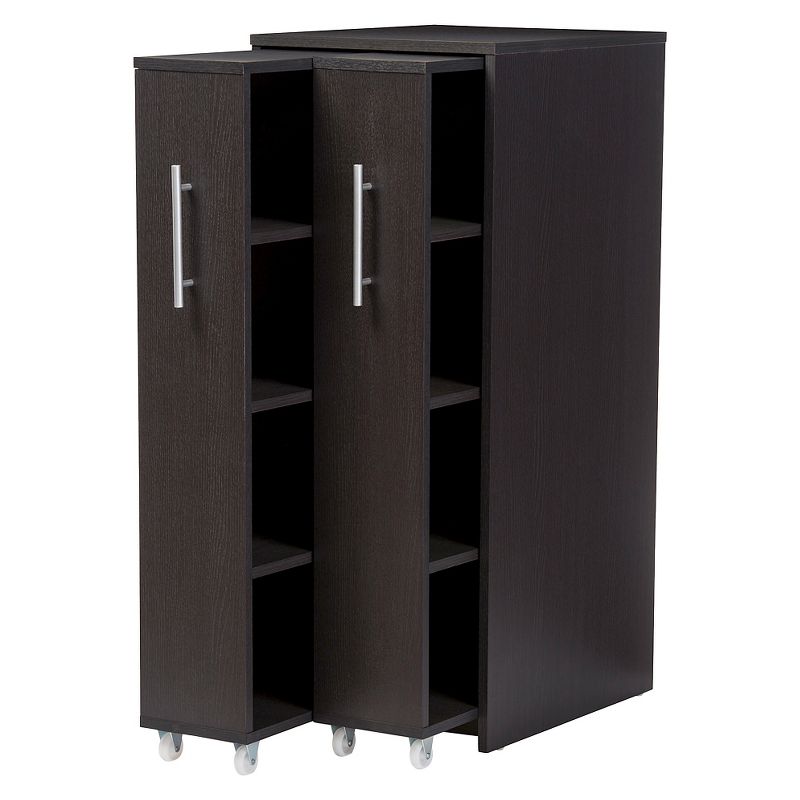 Lindo Wood Bookcase with Two Pulled-out Doors Shelving Cabinet - Dark Brown - Baxton Studio, 4 of 8