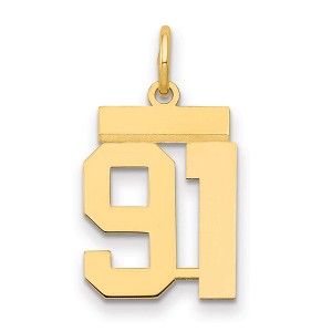 Black Bow Jewelry 14k Yellow Gold, Athletic Collection, Small Polished Number 91 Pendant - 1 of 3