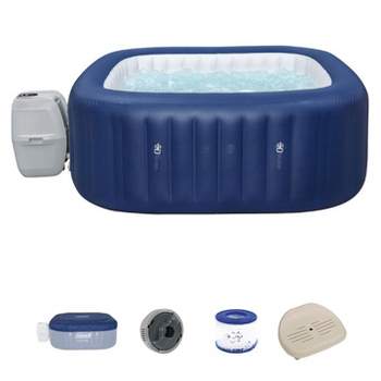 Coleman SaluSpa 4 Person Square Portable Inflatable Outdoor Hot Tub Spa w/Intex PureSpa Inflatable Slip Resistant Removable Seat Hot Tub Spa Accessory
