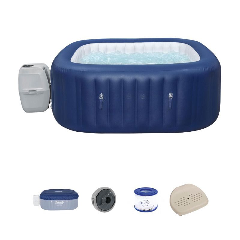 Coleman SaluSpa 4 Person Square Portable Inflatable Outdoor Hot Tub Spa w/Intex PureSpa Inflatable Slip Resistant Removable Seat Hot Tub Spa Accessory, 1 of 7