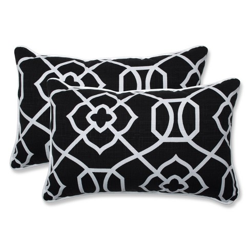 Outdoor/indoor Kirkland Black Rectangular Throw Pillow Set Of 2 ...