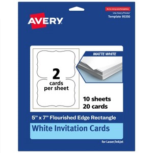 Avery Matte White Invitation Cards, 5" x 7" Rectangle Flourished Edge - 1 of 4
