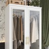 Hitow White Armoire Combination Wardrobe Modern Minimalist Style Embossed Lines - 4 of 4