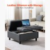 VEVOR 31 in Square Leather Ottoman with Storage, Upholstered Tufted Button Coffee Table Ottoman with Lift-Top & Flip Design, PU Leather, Grey - 3 of 4