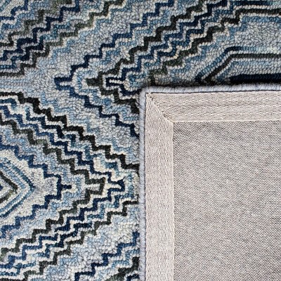 Handmade Tufted Geometric Blue Wool Area Rug 4' x 6'