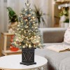 3 Ft Prelit Artificial Christmas Tree, Potted Fake Flocked Christmas Tree w/78 LED Lights, LED Twinkle Xmas Tree for Indoor Outdoor Decoration - 3 of 4