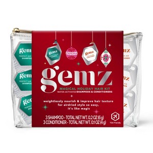gemz Holiday Kit + Accessory Fresh and Floral Shampoo and Conditioner Gift Set - Travel Size - 1.2gms - 1 of 4
