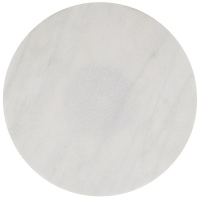 Tissaia Round White Marble and Black Iron Accent Table