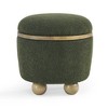 Alilang 18.11 inches Mid-Century Modern Upholstered Green Ottoman with Brass Accent and Rounded Wooden-Green - 2 of 4