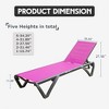 DOMETOUR 2 Pcs Aluminum Patio Chaise Lounge, 5-Position Adjustable Backrest, Wheels, All-Weather Outdoor Recliner for Beach, Yard, Pool, Rose Red - 2 of 4