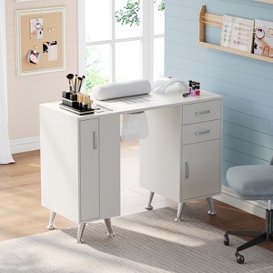 coucheta Table Station with Dust Collector, Dust Bag and Wrist Cushion, Modern White Nail Desk for Nail Tech with Drawers and Storage Cabinet - 1 of 4