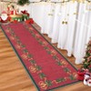 Christmas Area Rug with Bells Holly Berry Ribbon Garland, Festive Throw Carpet for Living Room Bedroom Kitchen Office - 2 of 4