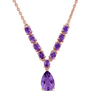 EVERLY JEWELRY  |   Rose Plated Sterling Silver 2.35 CT TGW Amethyst Necklace w/ Lobster Clasp - 1 of 4