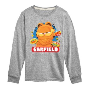 Boys' - Garfield - Garfield Stickers Long Sleeve Graphic T-Shirt - 1 of 4